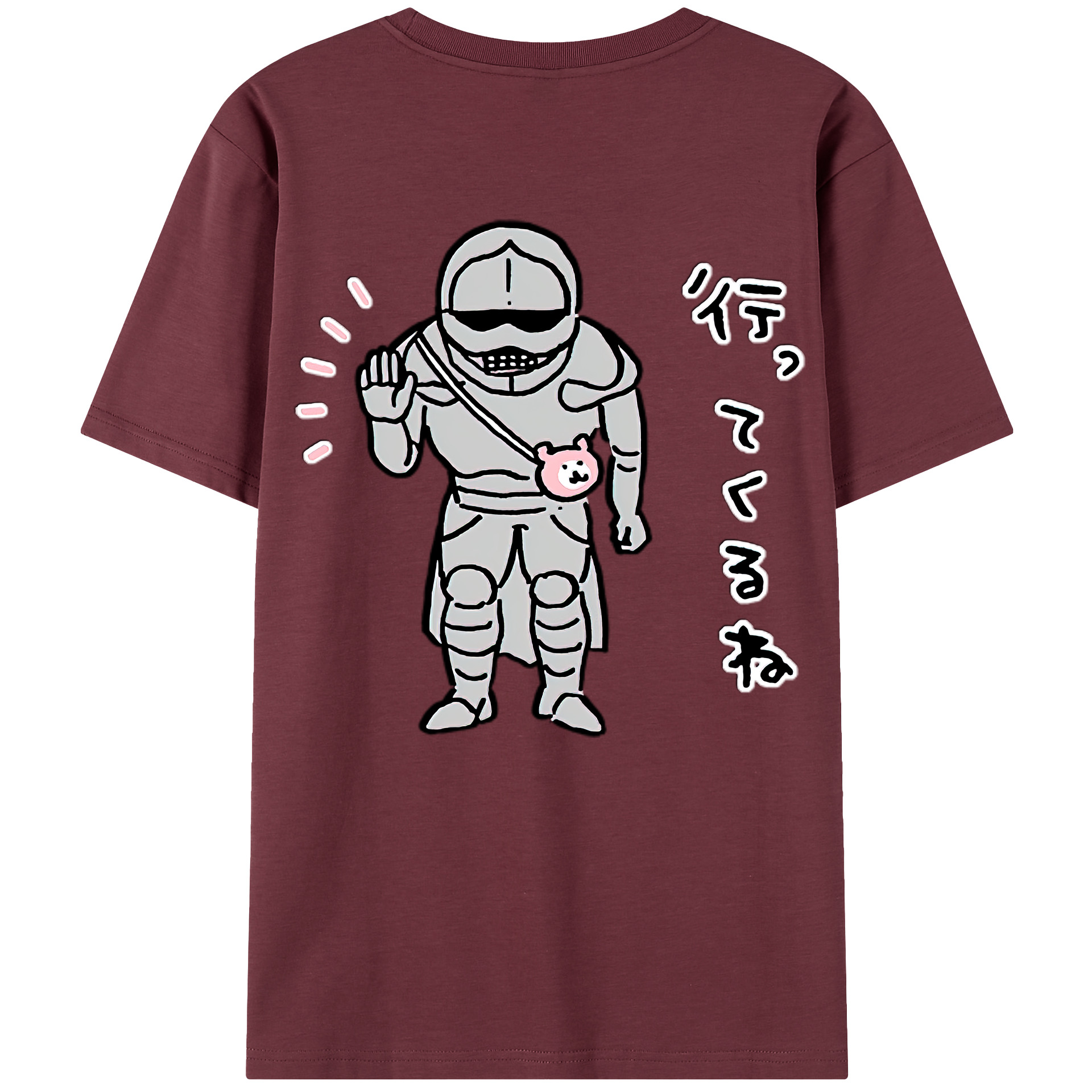 （画像用） ちいかわ 労働の鎧さん Chii-kawa Mr. Armor of Labor 綿100％半袖Tシャツ（背面プリント）